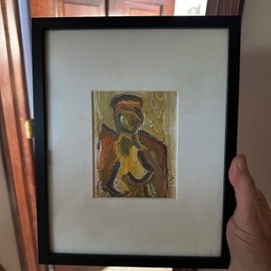 Estate Sale Signed Oil on Paper by Lee. Inquisitive. Pd $175 yrs ago. 8" x 10"